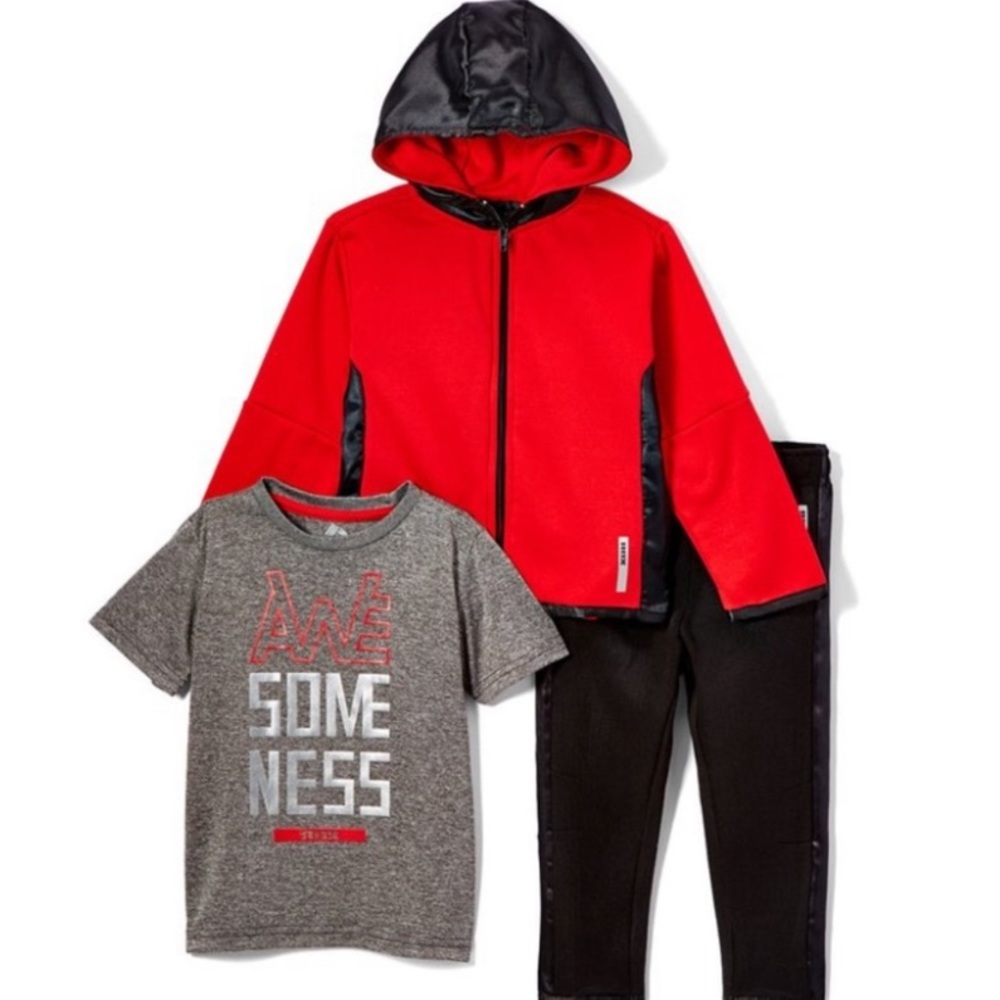 NWT RBX Boys Collegiate Red Fleece set Hoodie, Tee & Pants Baby Boy’s Size 12m